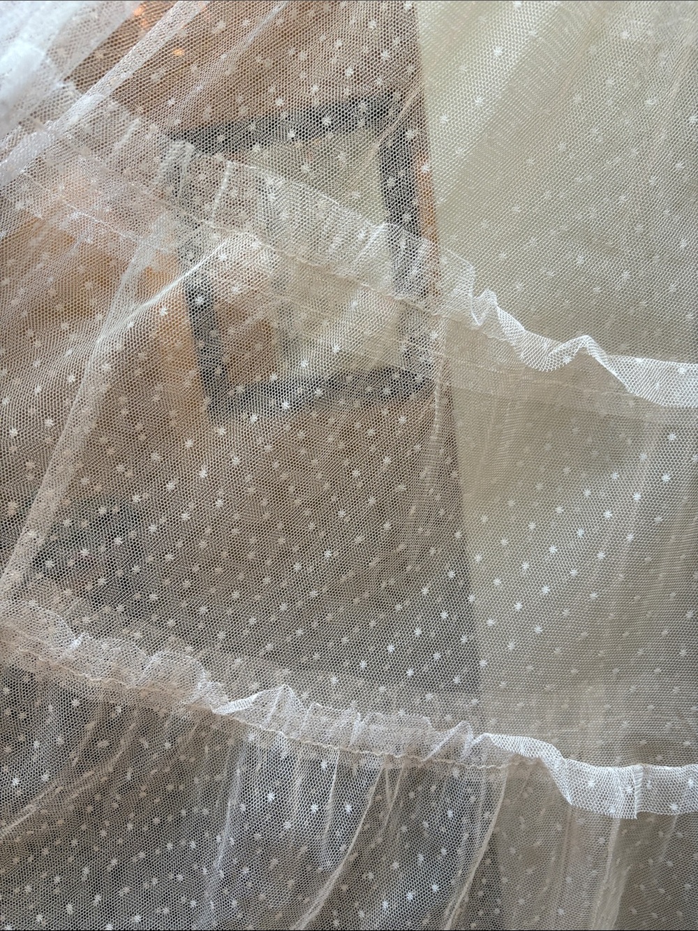 BTFBM MAXI SKIRT White Tiered Dot Mesh tulle NWT Small - Picture 7 of 10
